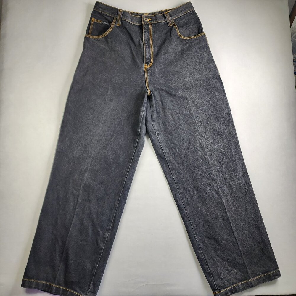 Edge Men's Heavy Denim Triple Stitched Black Carpenter Style Heavy Jeans - 32x34
